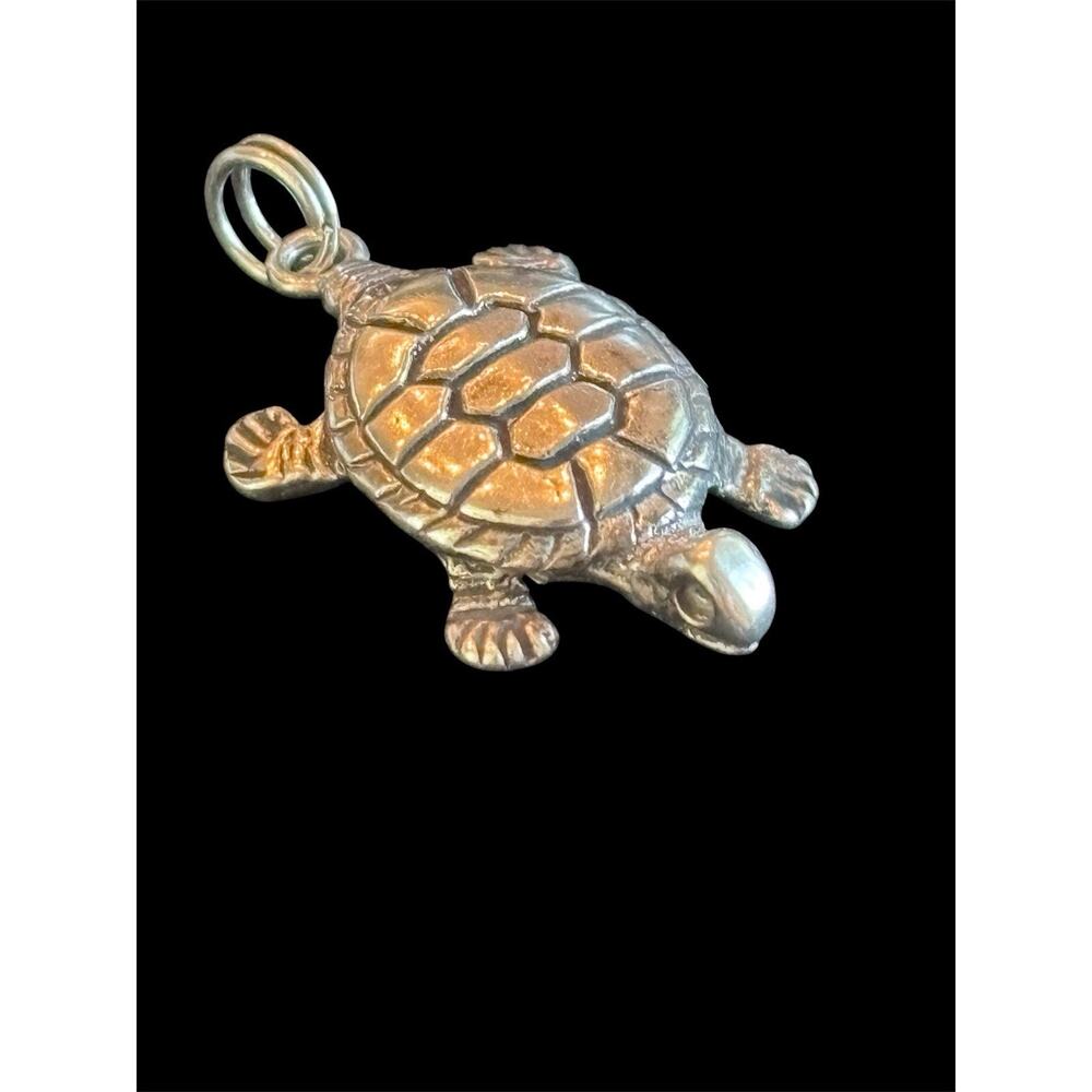 Vtg Sterling Silver Sea Turtle Charm Pendant 925